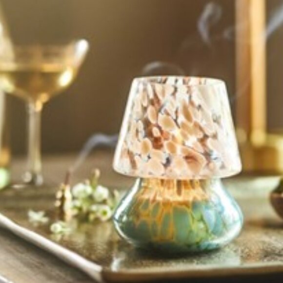 NWT-Cheena Fruity Apple Cider Champagne Glass Mushroom Lamp Candle-Blue-XS - Picture 2 of 8